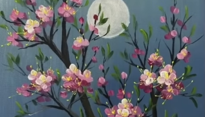 Slikanje češnjevih cvetov