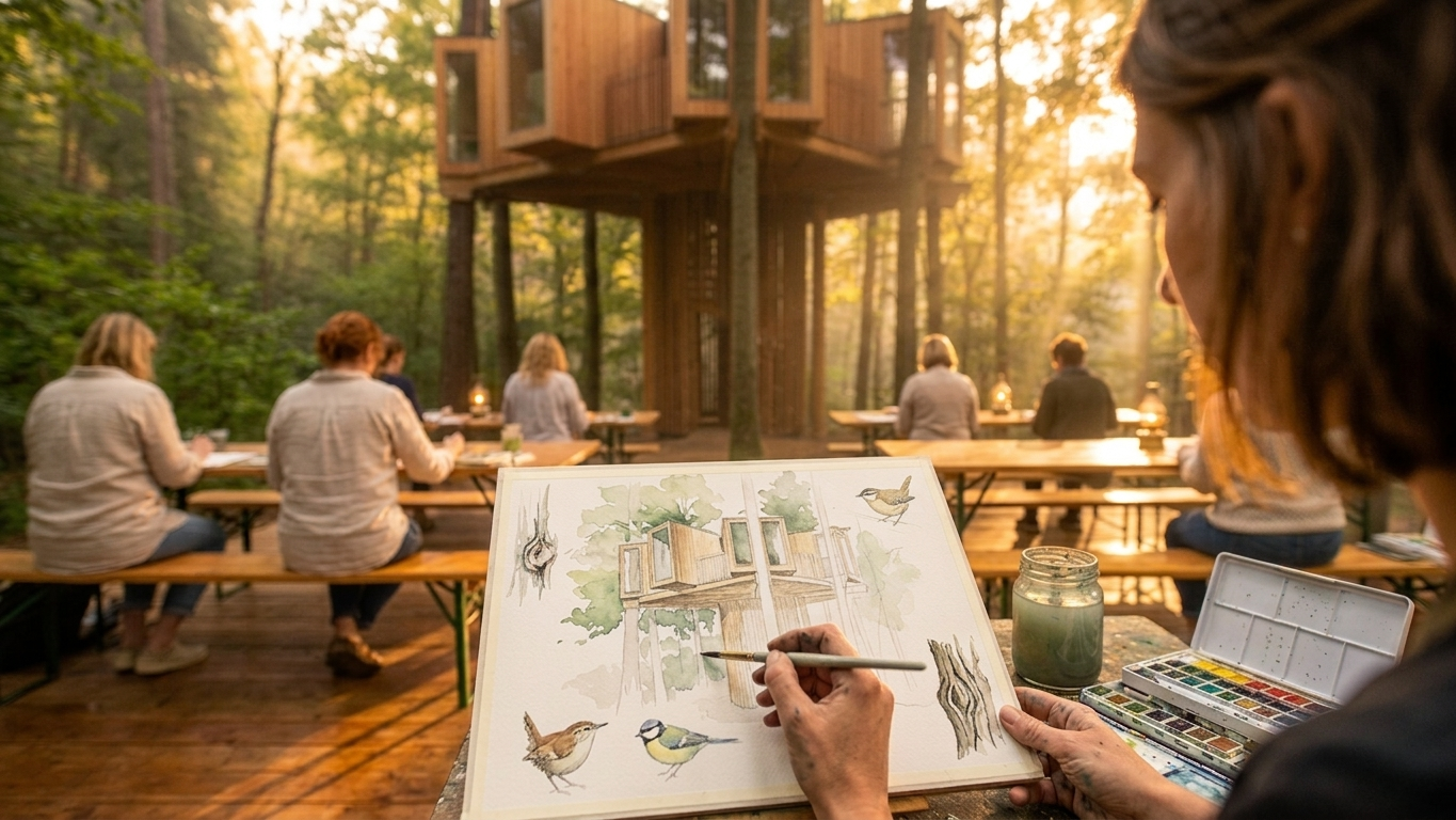 Akvarelna delavnica na Drevesni hiši Celje